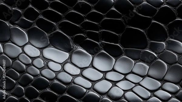 Obraz Black Mamba snakeskin animal pattern, seamless, tileable.
