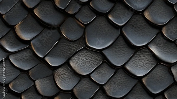 Fototapeta Black Mamba snakeskin animal pattern, seamless, tileable.