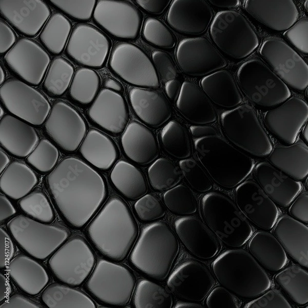 Obraz Black Mamba snakeskin animal pattern, seamless, tileable.