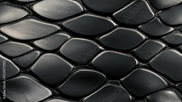 Obraz Black Mamba snakeskin animal pattern, seamless, tileable.