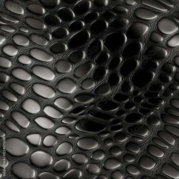 Obraz Black Mamba snakeskin animal pattern, seamless, tileable.