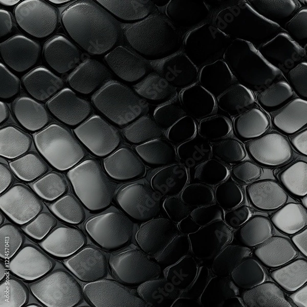 Obraz Black Mamba snakeskin animal pattern, seamless, tileable.