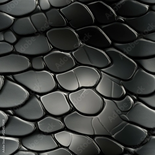 Obraz Black Mamba snakeskin animal pattern, seamless, tileable.