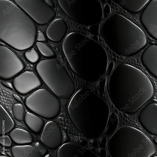 Obraz Black Mamba snakeskin animal pattern, seamless, tileable.