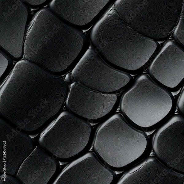 Obraz Black Mamba snakeskin animal pattern, seamless, tileable.