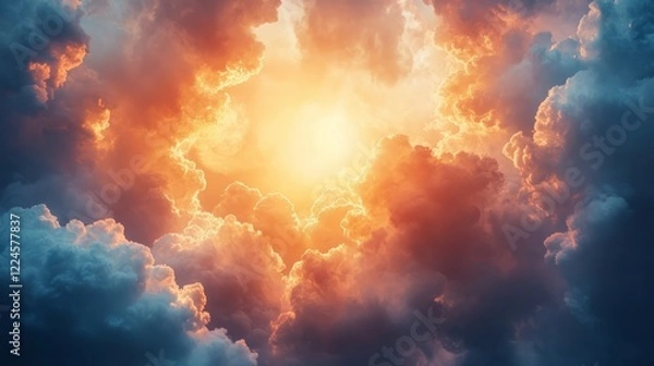 Fototapeta Abstract dreamy background with soft pastel clouds and faint glowing highlights 