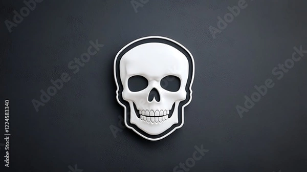 Fototapeta White Three Dimensional Rendered Skull on Dark Textured Background