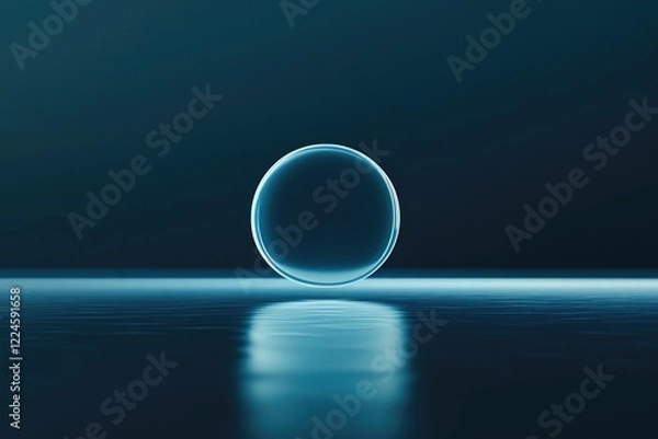 Obraz Sleek sphere resting on reflective surface, illuminated by soft