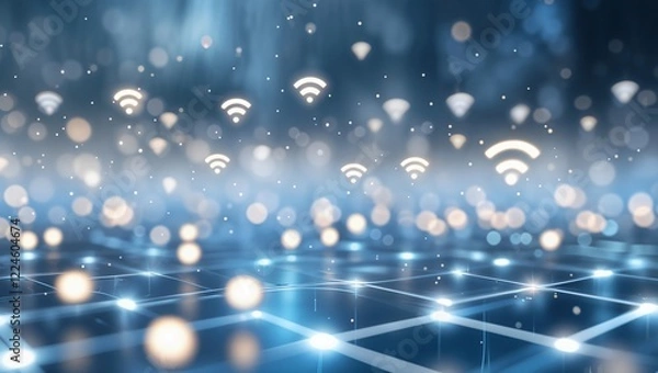 Obraz connect wifi abstract blue background