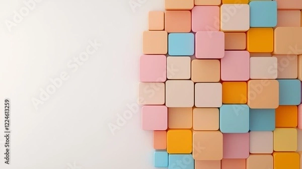 Fototapeta Pastel Colored Square Blocks Abstract Background Texture