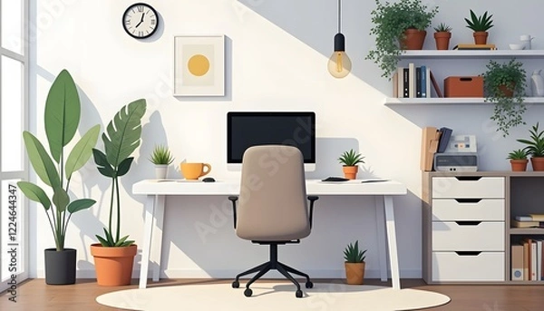 Fototapeta Modern Minimalist Home Office Workspace Design