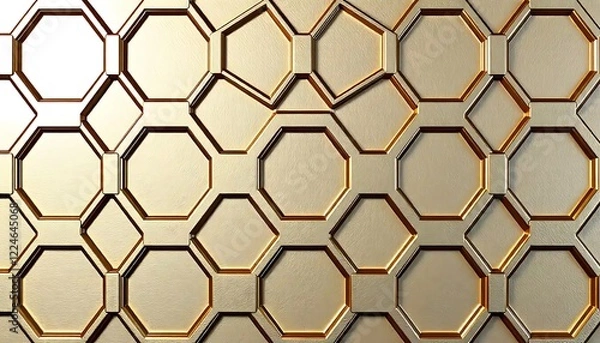 Fototapeta Golden Octagonal Honeycomb Geometric Pattern Design