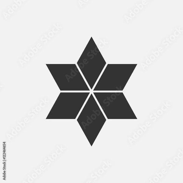 Fototapeta Star isometric logo concept, 3d vector illustration. Flat design style. Rhombus construction. Sign pattern. Graphic design. Fashion background abstract texture. Template for print, textile, wrapping.