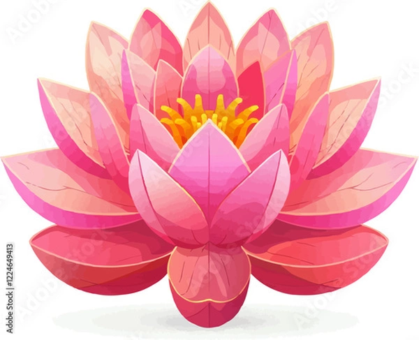 Fototapeta Vibrant lotus flower vector art in pink hue with geometric design elements.