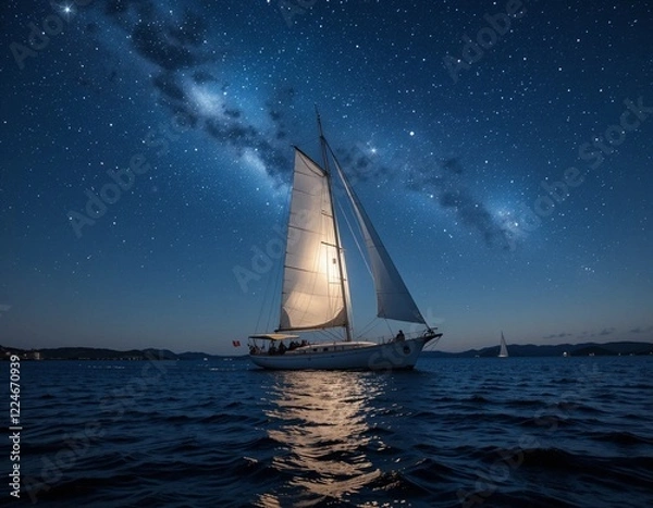 Obraz sailboat at night