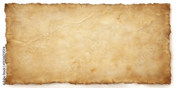 Fototapeta Aged parchment paper texture with burn marks and creases ideal for vintage design