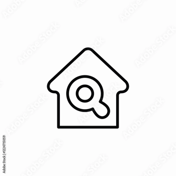 Fototapeta House search property icon vector sign