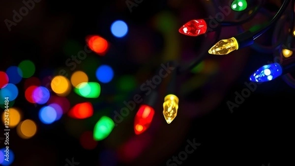 Obraz Isolate Colorful Light Bulb Bokeh Black Background