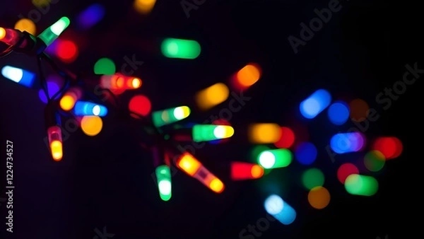 Obraz Isolate Colorful Light Bulb Bokeh Black Background