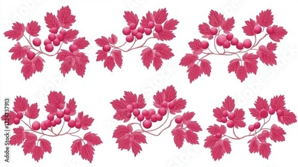 Fototapeta Elegant Pink Berries Branch Design Seamless Pattern