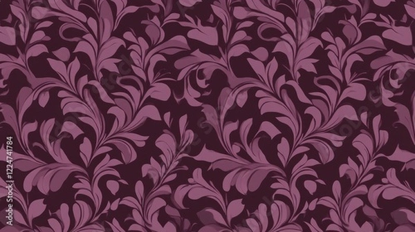 Obraz Elegant Purple Floral Damask Seamless Pattern Design
