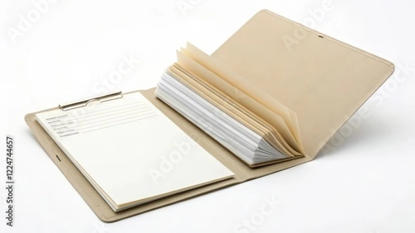 Fototapeta Beige Portfolio with Paper Inserts