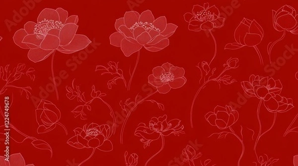 Fototapeta Elegant Red Floral Design Pattern Background
