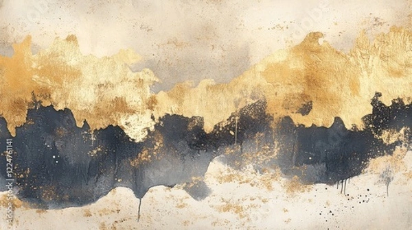 Fototapeta Watercolor gold background. Generative AI