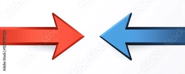 Fototapeta Web design arrows, red points left, blue right, vector design.