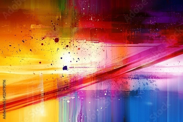 Fototapeta Vibrant Abstract Artwork Featuring Bold Colors and Dynamic Brush Strokes in a Creative Setting