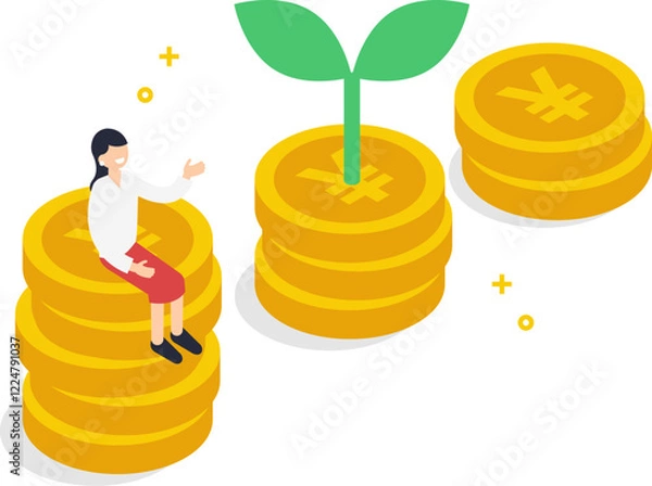 Obraz 投資・資産運用が成功しているお金のイメージイラスト