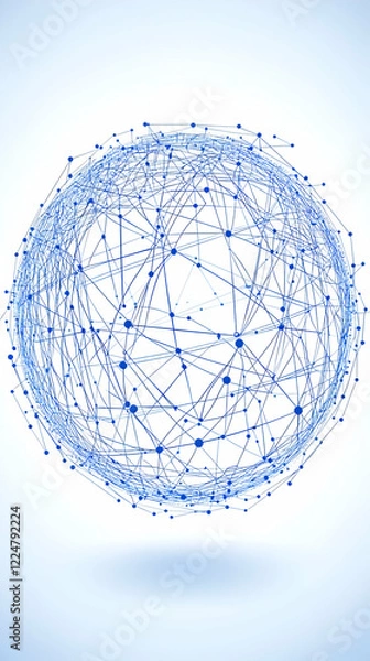 Fototapeta Abstract Sphere Shows Interconnected Network Nodes and Lines with Modern Design Elements.