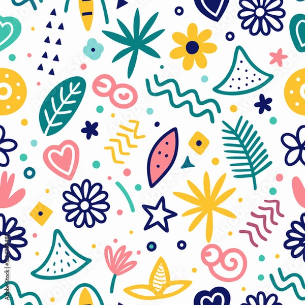 Fototapeta Colorful floral and geometric seamless pattern. (6)