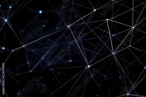 Fototapeta Abstract Network Connections Form Intricate Patterns on a Dark Background with Glowing Nodes