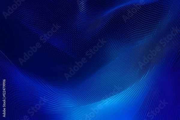 Fototapeta Abstract Blue Wave Background Flows Smoothly with Digital Particles in a Dynamic Motion