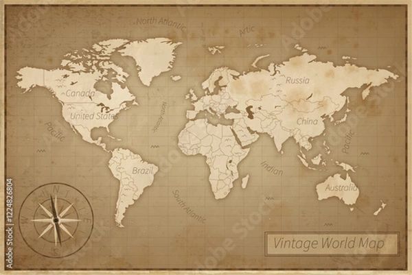 Obraz ancient-vintage-world-map