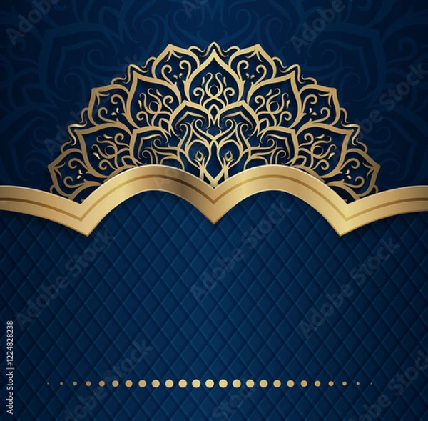Obraz Blue Background Golden Frame