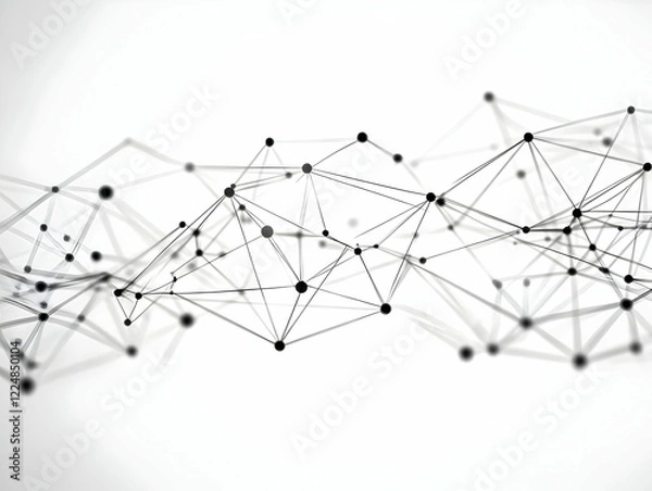 Obraz Abstract Network Connections Form Complex Structure with Interconnected Nodes on White Background.