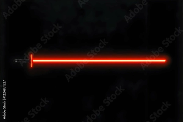Fototapeta Red Laser Sword Beam Cuts Through Darkness with Power and Precision