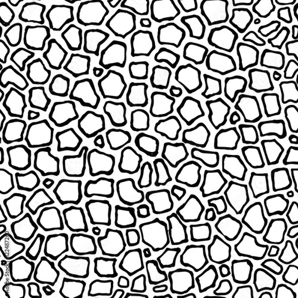 Fototapeta Roadway stones ink hatching. Hand drawn vector seamless pattern