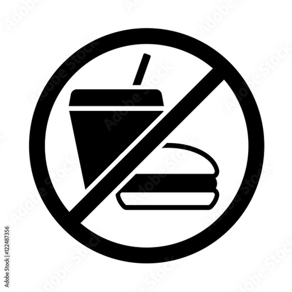 Fototapeta fast food don't eating burger and cola black icon on white backg