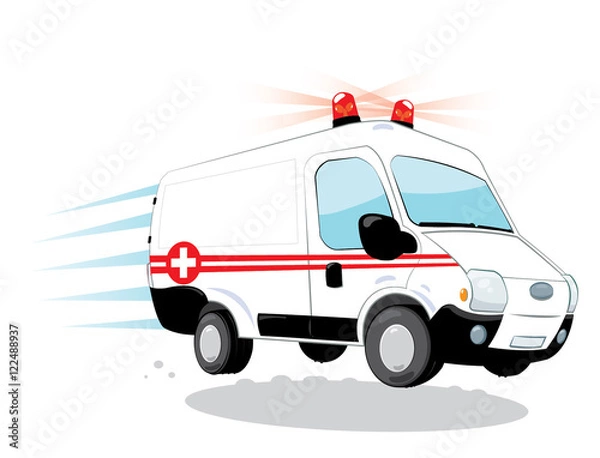 Obraz a vector cartoon representing a funny ambulance hurrying