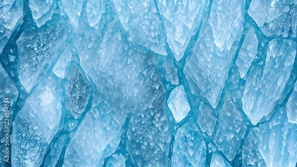 Obraz icy stone texture with cracks filled with luminous blue and white frost
