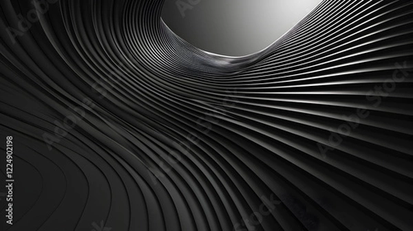Fototapeta Abstract black waves create a dynamic, flowing pattern in a minimalistic design.