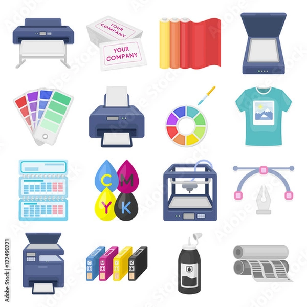 Fototapeta Typography set icons in cartoon style. Big collection of typography vector illustration symbol.