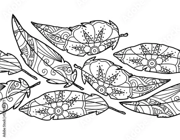 Obraz Seamless background with ornate bird feathers