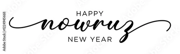 Obraz HAPPY NOWRUZ NEW YEAR 2025 black vector brush calligraphy banner