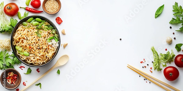 Obraz Ramen from Japan on White Background