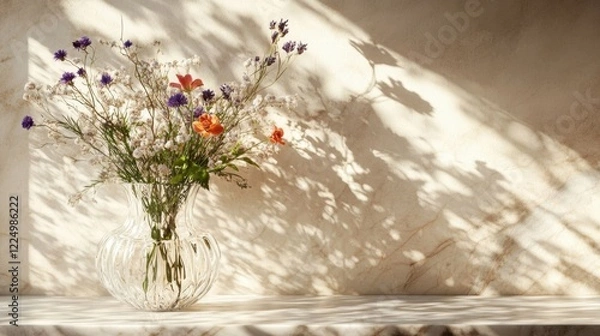 Obraz A crystal vase with wildflowers.