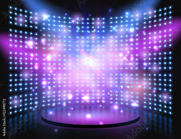 Fototapeta Performance stage with lightbulb glowing backdrop wall